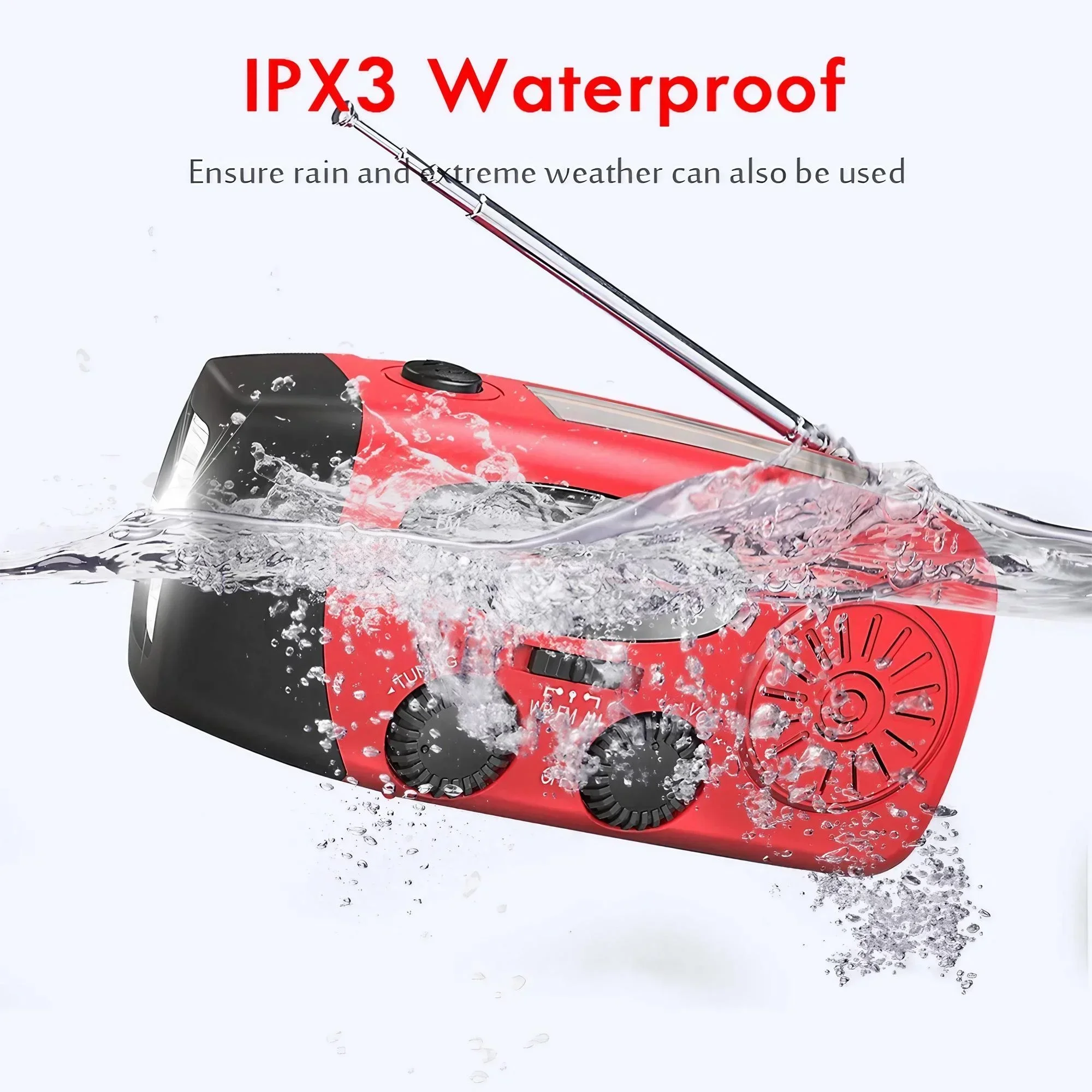 Solar/Hand Crank/USB Charging Radio. Multifunctional Outdoor Radio with LED Flashlight. Emergency Radio for Outdoor Camping. Hiking. Climbing. Emergency. Chargeable - Bild 3